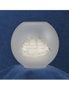 Globe, matt glass with ship motif, ø135xø65mm
