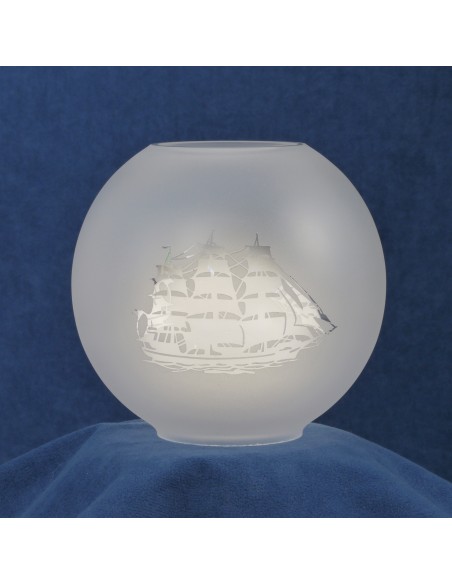 Globo de cristal, cristal mate w. ship motif, ø135xø65mm