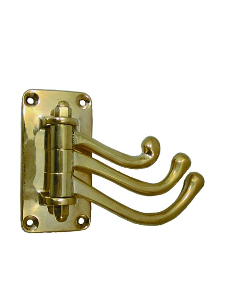 Folding coat hook, 3 hooks, 105mm out