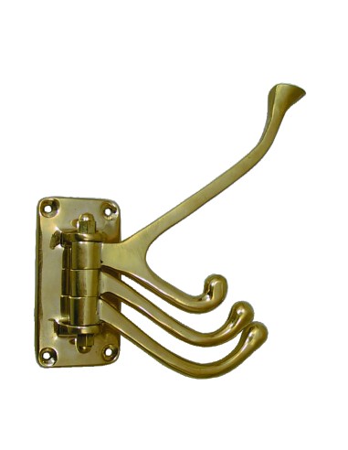 Perchero plegable, latón, 4 ganchos, 140mm out