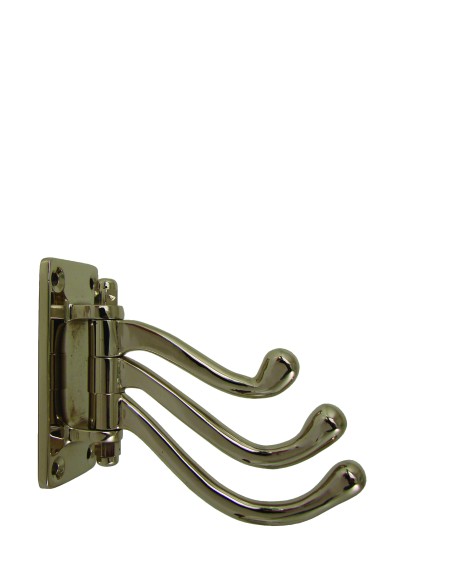 Folding coat hook, 3 hooks, nickel plated, 105mm out