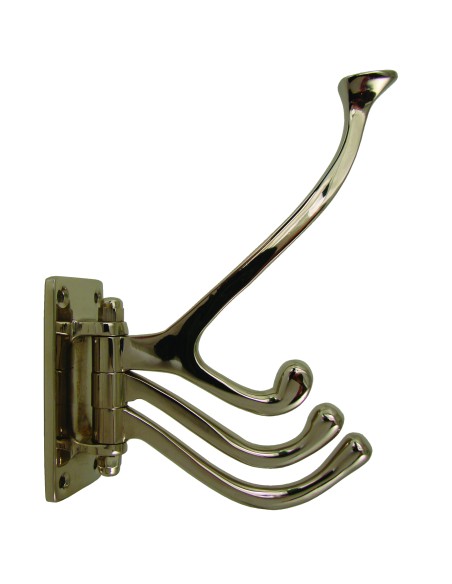 Folding coat hook, 4 hooks, nickel plated, 140mm out