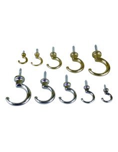 Cup hook, ø12mm, polished brass, 10 pcs.