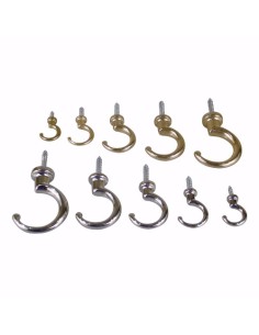 Cup hook, ø23mm, polished brass, 10 pcs.