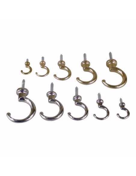 Cup hook, ø23mm, polished brass, 10 pcs.
