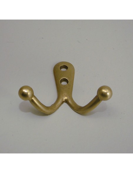 Hook, double, brass, 10 pcs.