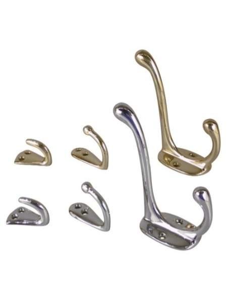 Hook single, chromium plated brass, 10 pcs.