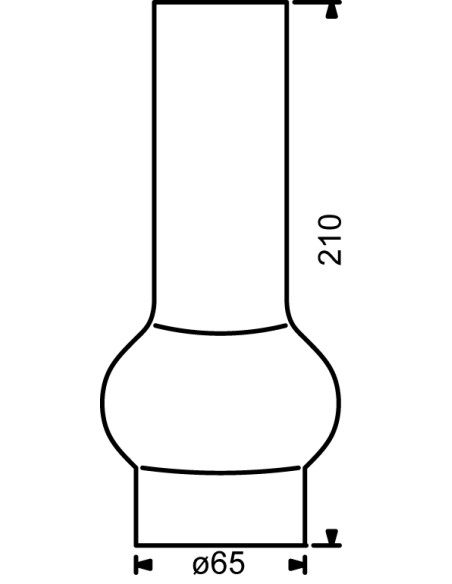 Chimney 20''', ø65 x 210mm, borosilicate glass