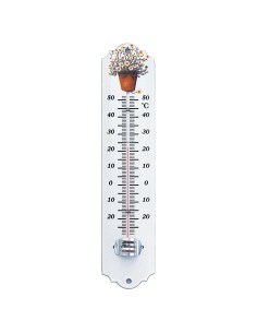 Enamel thermometer 25 cm, assorted potted plants
