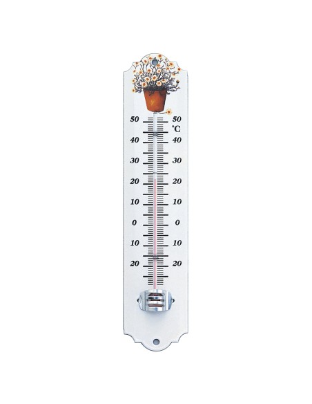 Enamel thermometer 25 cm, assorted potted plants