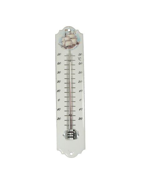 Enamel thermometer 25 cm, sailing ships ass.