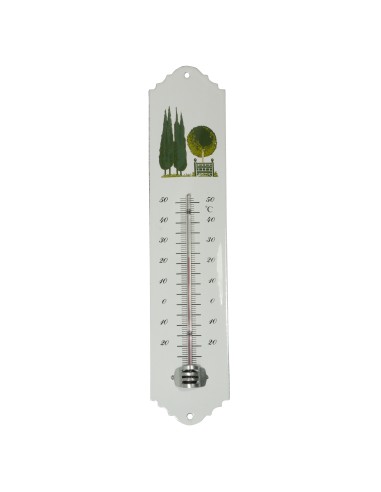 Termómetro esmaltado 30 cm, coníferas surtidas