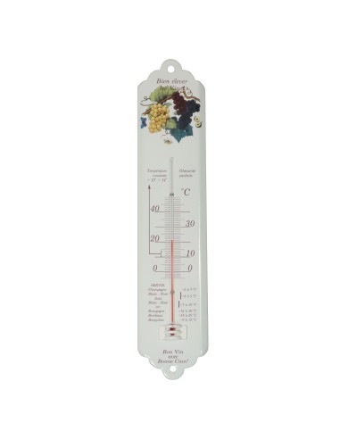 Termómetro esmaltado 30 cm, temperaturas del vino, uvas