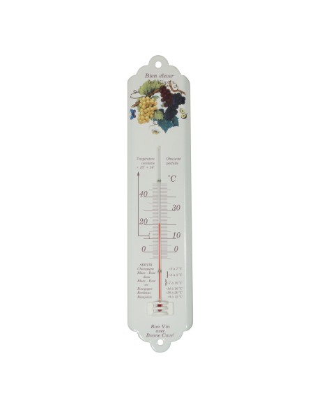Enamel thermometer 30 cm, wine temperature information, grapes