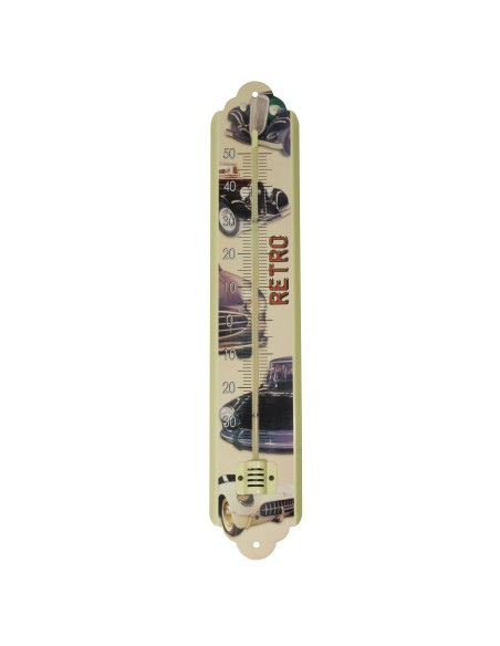 Termómetro esmaltado 50 cm, coches clásicos