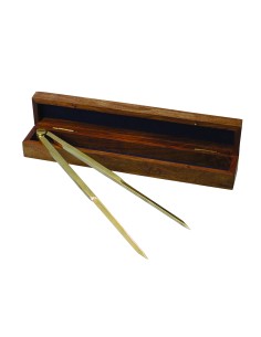 Compás de punta seca en caja de regalo de madera, 8''/20cm, latón con patas de acero inoxidable