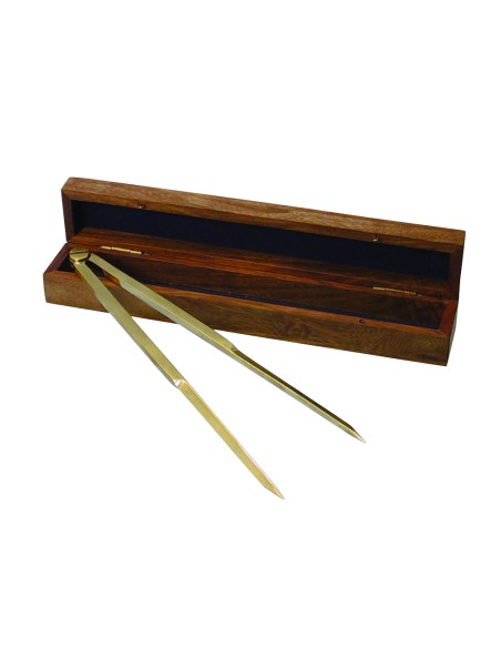 Compás de punta seca en caja de regalo de madera, 8''/20cm, latón w/acero inoxidable legs