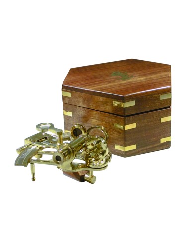 Sextant 4'' with brass inlaid sheesham wood box, made in India
