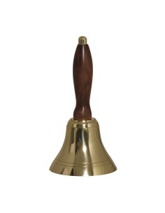 Hand bell, brass with oiled Acacia wood handle, ø8cm, height 15cm, made in India