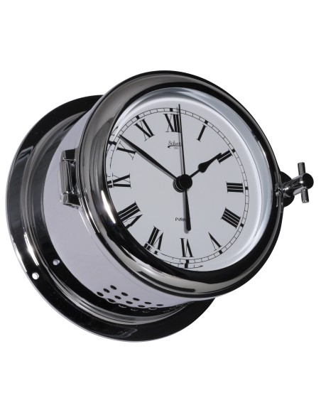 Clock, Fyrkat, ø140mm, chromium plated brass, roman numerals