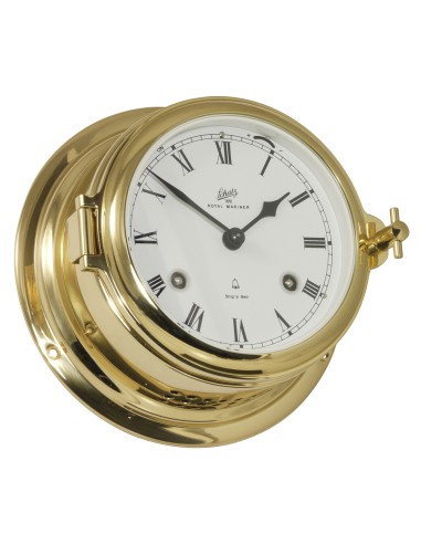 Reloj de barco, Midi ø155mm, mecanismo mecánico de 11 rubíes con campanas de barco, latón pulido, números romanos