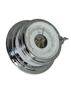 Barometer with curved thermometer, Hi-Sensitiv, Midi ø155, chromium plated brass