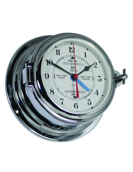 Time and tide clock, Midi ø155mm, chromium plated brass, arabic numerals