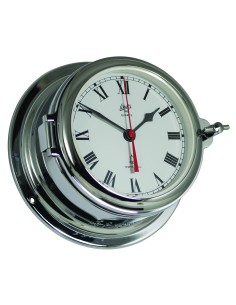 Clock with battery driven ship's bell, Midi ø155, chromium plated brass, roman numerals