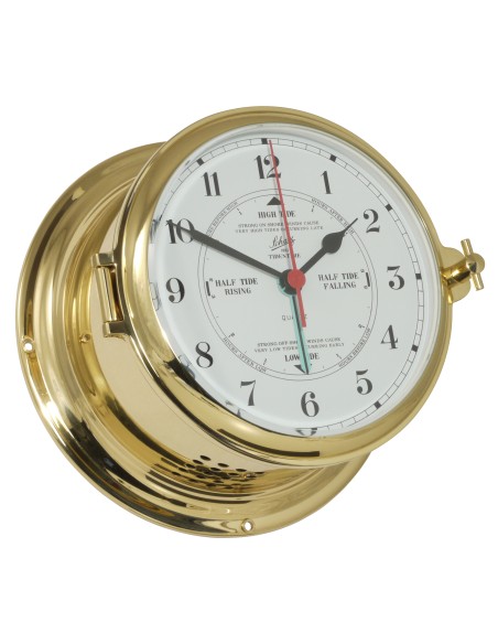 Time and tide clock, Royal, ø180mm, polished brass, arabic numerals