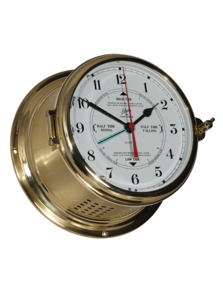 Time and tide clock, Royal, ø180mm, polished/brushed brass, arabic numerals