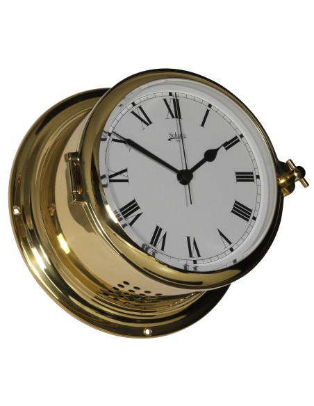 Clock, Royal, ø180, polished brass, roman numerals