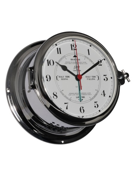 Time and tide clock, Royal, ø180mm, chromium plated brass, arabic numerals