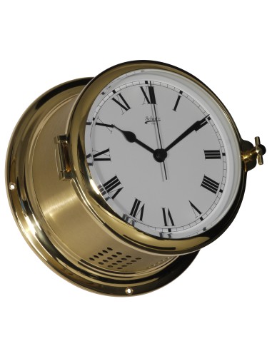 Clock, Royal, ø180mm, polished/brushed brass, roman numerals