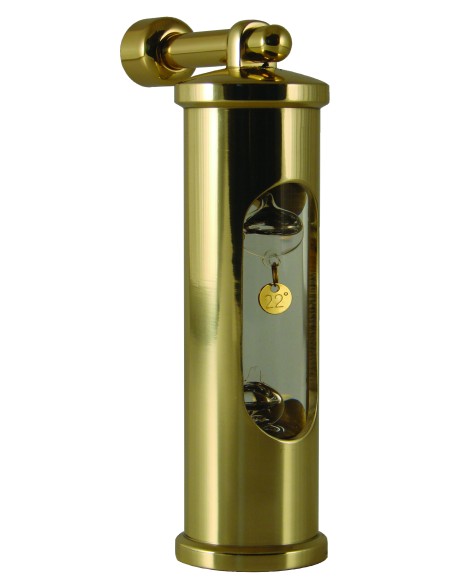 Galileiglass + wall mount, thermometer, stainless "brass", 18, 20, 22, 24°C