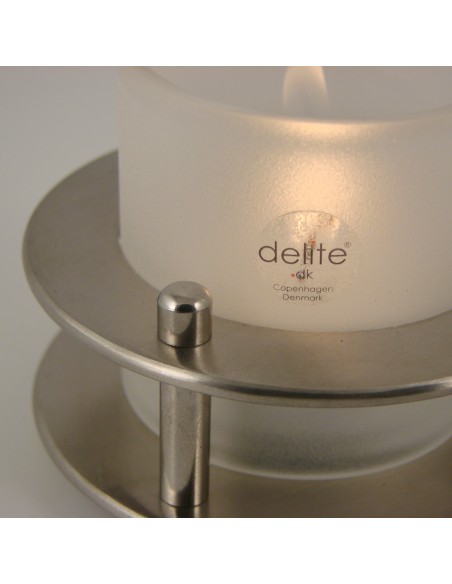 Porthole tealight lamp, brushed stainless steel, design Peter Seidelin Jessen