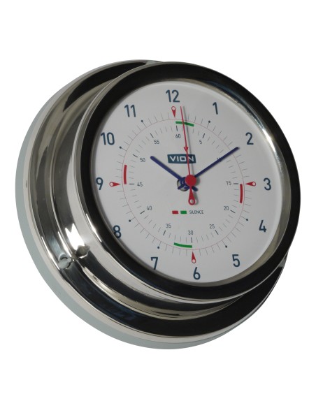 Reloj con periodos de silencio radio, acero inoxidable pulido, ø127mm, VION