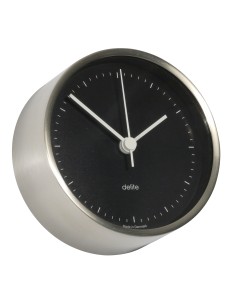 Clock, Clausen, brushed stainless steel case/black dial