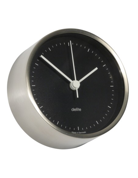 Clock, Clausen, brushed stainless steel case/black dial