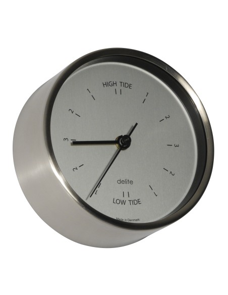 Tide clock, Clausen, brushed stainless steel case/sateen dial