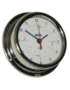 Clock with radio silence periods, polished stainless steel, ø150mm, VION