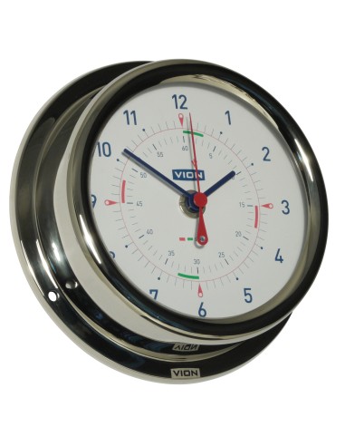 Clock with radio silence periods, polished stainless steel, ø150mm, VION