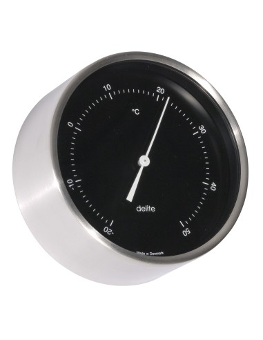 Thermometer, Clausen, brushed stainless steel case/black dial