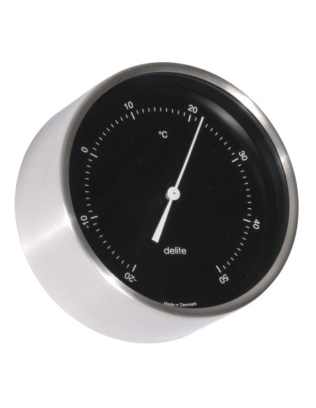 Thermometer, Clausen, brushed stainless steel case/black dial