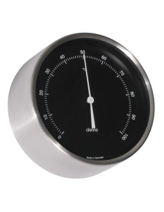 Hygrometer, Clausen, brushed stainless steel case/black dial