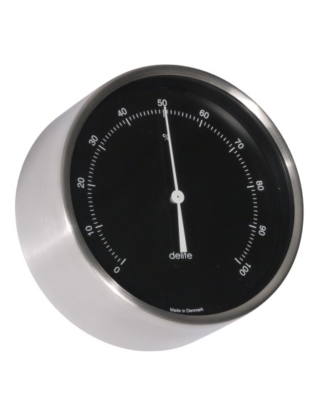 Hygrometer, Clausen, brushed stainless steel case/black dial