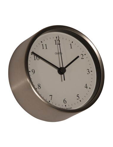 Clock, Clausen, brushed case/white dial, Arabic numerals