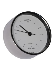 Tide clock, Clausen, polished stainless steel case/white dial