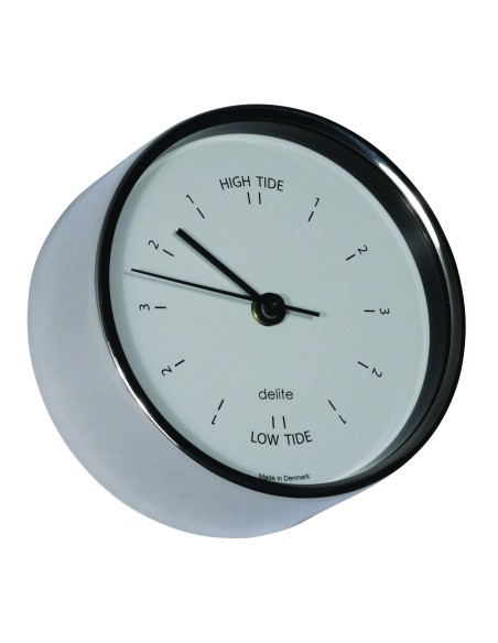 Tide clock, Clausen, polished stainless steel case/white dial — 2