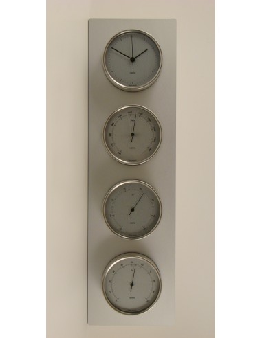 Estación meteorológica, 4 x ø100 mm Clausen, caja de acero inoxidable cepillado, esfera satinada — 2