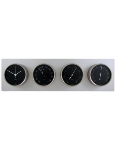 Estación meteorológica, 4 x ø100 mm Clausen, caja de acero inoxidable cepillado, esfera negra